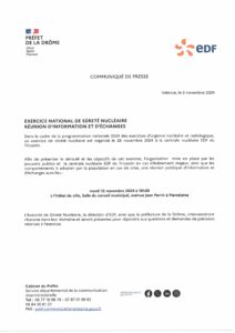 Réunion d’explication sur un exercice de sureté nucléaire le mardi 12 novembre 2024