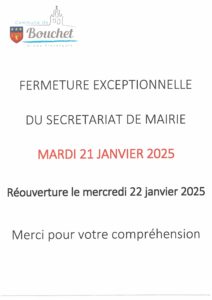 Fermeture exceptionnelle de la mairie