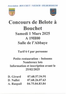 Concours de Belote Samerdi 1er mars 2025