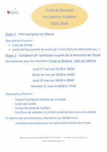 Inscriptions scolaires 2025-2026